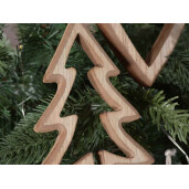 Set 12 ornamente brad Craciun lemn natur 8.5x12 cm, 7x10 cm