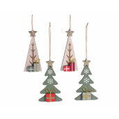 Set 20 ornamente brad Craciun lemn multicolor cm 7 x 13 H