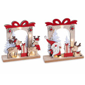 Set 2 decoratiuni Craciun lemn cu led cm 18 x 6 x 18 H