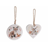 Set 2 ornamente brad Craciun lemn multicolor Ø 10 cm