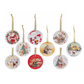 Set 54 ornamente brad Craciun ceramica multicolora Ø 7,5 cm