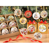 Set 54 ornamente brad Craciun ceramica multicolora Ø 7,5 cm