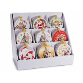 Set 54 ornamente brad Craciun ceramica multicolora Ø 7,5 cm