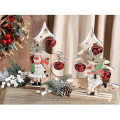 Set 2 decoratiuni Craciun lemn multicolor 17x4.5x21.5 cm