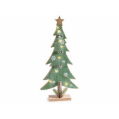 Decoratiune brad Craciun lemn cu leduri 18x5x38.5 cm