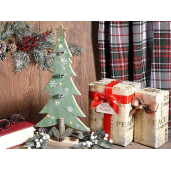 Decoratiune brad Craciun lemn cu leduri 18x5x38.5 cm