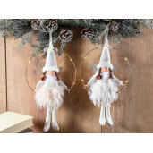 Set 2 figurine Ingeri textil cu led 20x34 cm
