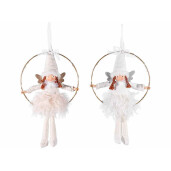 Set 2 figurine Ingeri textil cu led 20x34 cm