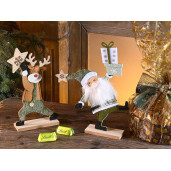 Set 2 figurine Craciun textil multicolor cm 19,5 x 4 x 27 H