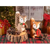 Set 2 figurine Craciun textil multicolor cm 14,5 x 7,5 x 17 H