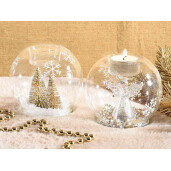 Set 2 candele lumanari Craciun sticla transparenta 9.5x9 cm