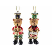 Set 2 ornamente brad Craciun Ursuleti polirasina multicolora 3.5x4.5x9.5 cm