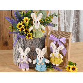 Set 16 figurine Iepurasi textil multicolor 8x7x11 cm