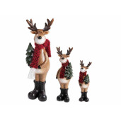 Set 3 figurine Reni polirasina multicolora 9,5 x 9 x 29,5 H, 6,5 x 6,5 x 20 H, 4,5 x 4,5 x 15 H