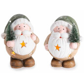Set 2 figurine Craciun teracota multicolora cu led cm 9 x 7 x 11,5 H