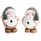 Set 2 figurine Craciun teracota multicolora cu led cm 9 x 7 x 11,5 H