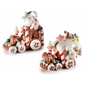 Set 2 masinute decor Craciun polirasina multicolora 14x8x12.5 cm