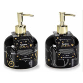 Set 2 dispensere ceramica cu sapun lichid Gardenia Ø 10,5 cm x 16 H,2 x 500 ml