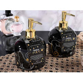 Set 2 dispensere ceramica cu sapun lichid Gardenia Ø 10,5 cm x 16 H,2 x 500 ml