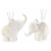 Set 2 difuzoare parfum camera cu betisoare portelan alb cu led Elefant cm14x8,5x15H