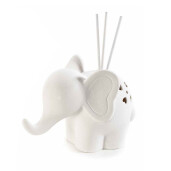 Set 2 difuzoare parfum camera cu betisoare portelan alb cu led Elefant cm14x8,5x15H