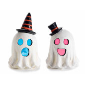 Set 2 figurine Halloween Fantoma teracota multicolora cu led Ø 13,5 cm x 21 H