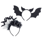 Set 2 cordelute Halloween textil negru alb cm 33 x 18 H