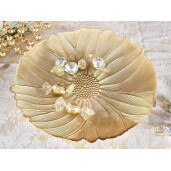 Set 2 platouri sticla aurie 33 cm
