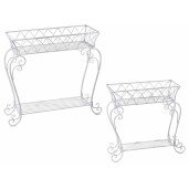 Set 2 suporturi flori fier alb 87x32x78 cm, 69x24x64 cm