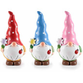 Set 3 figurine Gnomi teracota multicolora 10.5x9x22.5 cm