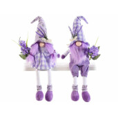 Set 2 figurine Gnomi textil alb mov 14x9x34 cm