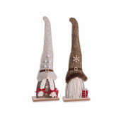 Set figurina Mos Craciun, Craciunita lemn textil multicolor cm 13 x 5 x 40 H