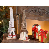 Set figurina Mos Craciun, Craciunita lemn textil multicolor cm 13 x 5 x 40 H