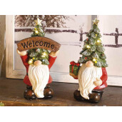 Set 2 figurine Mos Craciun polirasina multicolora cu led cm 10,5 x 8 x 19,5 H