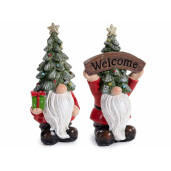 Set 2 figurine Mos Craciun polirasina multicolora cu led cm 10,5 x 8 x 19,5 H