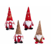 Set 4 figurine Mos Craciun si Craciunita textil multicolor cm 15x13x34 H