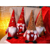 Set 4 figurine Mos Craciun si Craciunita textil multicolor cm 15x13x34 H