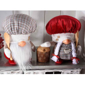 Set 2 figurine Mos Craciun si Craciunita textil multicolor 18x16x24 cm