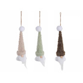 Set 9 ornamente brad Mos Craciun Ingeri textil Ø 6,5 x 19 H