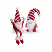 Set 2 figurine Mos Craciun textil alb rosu cm 13 x 9 x 22  H, 15 x 8 x 36 H