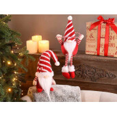 Set 2 figurine Mos Craciun textil alb rosu cm 13 x 9 x 22  H, 15 x 8 x 36 H