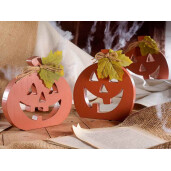 Dovleac Halloween lemn maro poliester verde 15,5 x 2 x 17 H