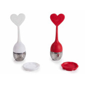 Set 2 infuzoare ceai otel silicon rosu alb in cutie cadou 2 x Ø 4 x 15 H