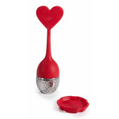 Set 2 infuzoare ceai otel silicon rosu alb in cutie cadou 2 x Ø 4 x 15 H