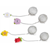 Set 4 infuzoare ceai otel polirasina Flori  4 x 18 H