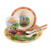 Set hranire bebelusi melamina Children cm 20,5 x 21,5 H, 14 x 13 H, 13,5 H, Ø 7 x 9,5 H cm