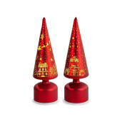 Set 2 brazi Craciun sticla rosie aurie cu led Ø 9 cm x 31 H