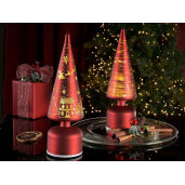 Set 2 brazi Craciun sticla rosie aurie cu led Ø 9 cm x 31 H
