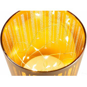 Set 3 candele Craciun sticla aurie cu led 10x20 cm, 9x16 cm, 9x12 cm