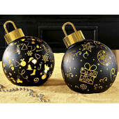 Set 4 globuri Craciun sticla neagra aurie 14.5x16 cm